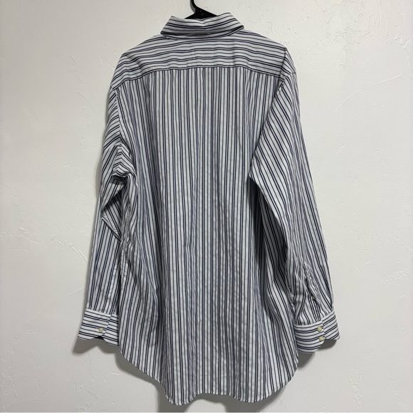 Thomas Dean XXL 100% Cotton Men's Striped Dress Button Front Long Sleeve Shirt - Picture 3 of 6